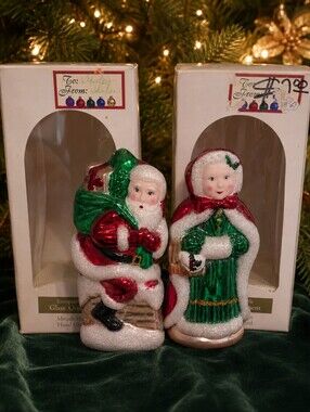 Santa Mrs Claus 1997 Dayton Hudson Glass Ornaments Mouth Blown Vintage Pair